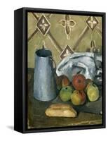 Fruits, serviette et boîte à lait-Paul Cézanne-Framed Stretched Canvas