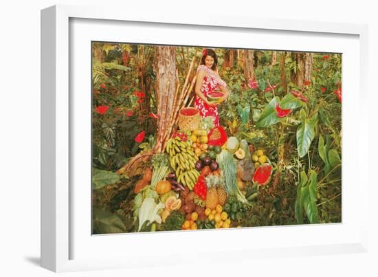 Fruits, Vegetables in Jungle Paradise-null-Framed Art Print