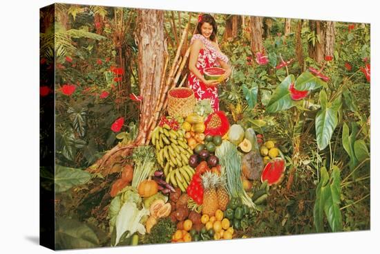 Fruits, Vegetables in Jungle Paradise-null-Stretched Canvas