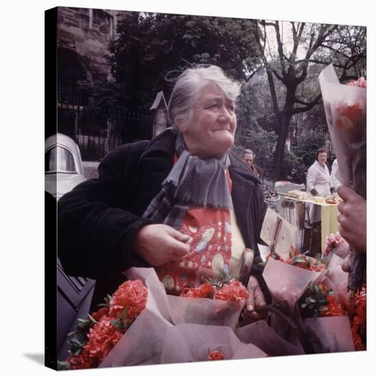 Fruits, Vegetables, Meat, Polutry, and Flowers Sold in Rue Mouffetard Market, Quartier Latin-Alfred Eisenstaedt-Stretched Canvas