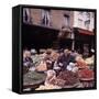 Fruits, Vegetables, Meat, Polutry, and Flowers Sold in Rue Mouffetard Market, Quartier Latin-Alfred Eisenstaedt-Framed Stretched Canvas