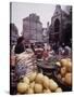 Fruits, Vegetables, Meat, Polutry, and Flowers Sold in Rue Mouffetard Market, Quartier Latin-Alfred Eisenstaedt-Stretched Canvas