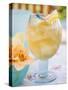 Fruity Pineapple Drink with Ice Cubes and Lemon-Foodcollection-Stretched Canvas