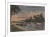 Ft. Lauderdale, FL - New River View & Andrews Ave-Lantern Press-Framed Premium Giclee Print