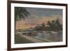 Ft. Lauderdale, FL - New River View & Andrews Ave-Lantern Press-Framed Premium Giclee Print