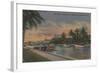 Ft. Lauderdale, FL - New River View & Andrews Ave-Lantern Press-Framed Art Print