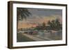 Ft. Lauderdale, FL - New River View & Andrews Ave-Lantern Press-Framed Art Print