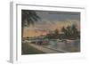 Ft. Lauderdale, FL - New River View & Andrews Ave-Lantern Press-Framed Art Print