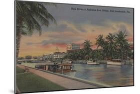 Ft. Lauderdale, FL - New River View & Andrews Ave-Lantern Press-Mounted Art Print