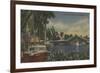 Ft. Lauderdale, FL - New River View & Drawbridge-Lantern Press-Framed Art Print