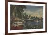 Ft. Lauderdale, FL - New River View & Drawbridge-Lantern Press-Framed Art Print