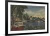 Ft. Lauderdale, FL - New River View & Drawbridge-Lantern Press-Framed Art Print