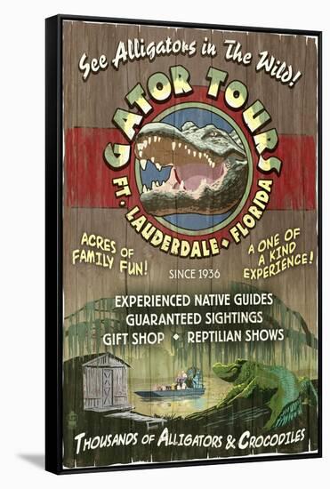 Ft. Lauderdale, Florida - Alligator Tours Vintage Sign-Lantern Press-Framed Stretched Canvas