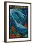 Ft. Lauderdale, Florida - Dolphin Paper Mosaic-Lantern Press-Framed Art Print