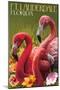 Ft. Lauderdale, Florida - Flamingo Scene-Lantern Press-Mounted Art Print