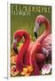 Ft. Lauderdale, Florida - Flamingo Scene-Lantern Press-Framed Art Print