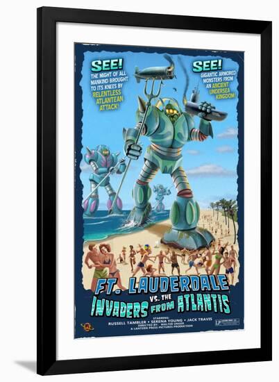 Ft. Lauderdale, Florida - Ft. Lauderdale vs. Atlantean Invaders-Lantern Press-Framed Art Print