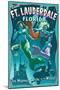 Ft. Lauderdale, Florida - Live Mermaids-Lantern Press-Mounted Art Print
