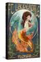 Ft. Lauderdale, Florida - Mermaid Scene-Lantern Press-Stretched Canvas