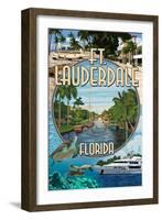 Ft. Lauderdale, Florida - Montage-Lantern Press-Framed Art Print