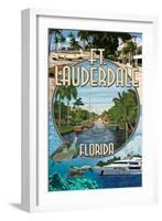 Ft. Lauderdale, Florida - Montage-Lantern Press-Framed Art Print