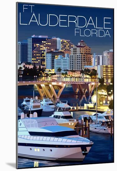 Ft. Lauderdale, Florida - Night Scene-null-Mounted Poster
