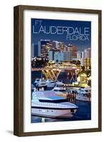 Ft. Lauderdale, Florida - Night Scene-Lantern Press-Framed Art Print