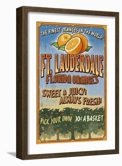 Ft. Lauderdale, Florida - Orange Grove Vintage Sign-Lantern Press-Framed Art Print