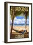 Ft. Lauderdale, Florida - Palms and Hammock-Lantern Press-Framed Art Print