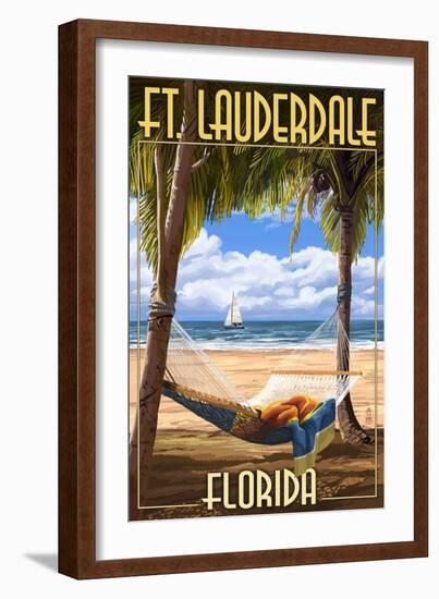 Ft. Lauderdale, Florida - Palms and Hammock-Lantern Press-Framed Art Print