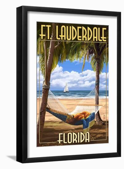 Ft. Lauderdale, Florida - Palms and Hammock-Lantern Press-Framed Art Print