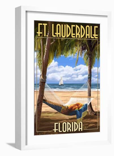 Ft. Lauderdale, Florida - Palms and Hammock-Lantern Press-Framed Art Print