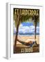 Ft. Lauderdale, Florida - Palms and Hammock-Lantern Press-Framed Art Print