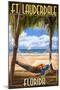 Ft. Lauderdale, Florida - Palms and Hammock-Lantern Press-Mounted Art Print