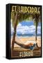 Ft. Lauderdale, Florida - Palms and Hammock-Lantern Press-Framed Stretched Canvas