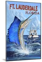 Ft. Lauderdale, Florida - Sailfish Scene-null-Mounted Poster