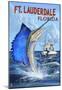 Ft. Lauderdale, Florida - Sailfish Scene-null-Mounted Poster