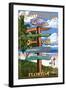 Ft. Myers Beach, Florida - Destination Signs-Lantern Press-Framed Art Print