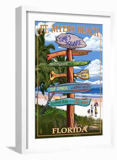 Ft. Myers Beach, Florida - Destination Signs-Lantern Press-Framed Art Print