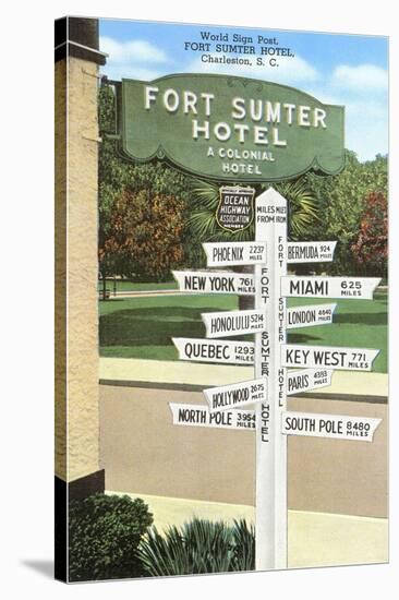 Ft. Sumter Hotel, Distance Markers, Charleston, South Carolina-null-Stretched Canvas