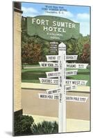 Ft. Sumter Hotel, Distance Markers, Charleston, South Carolina-null-Mounted Art Print