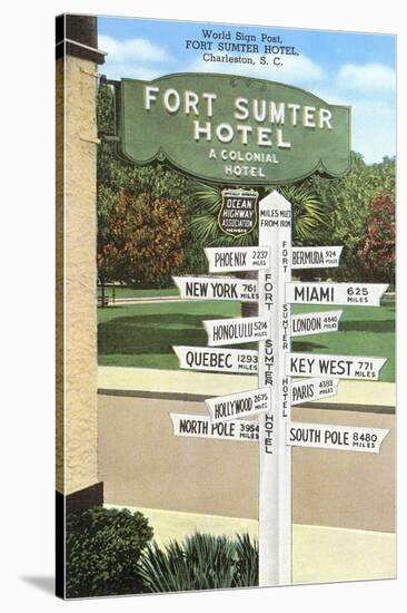 Ft. Sumter Hotel, Distance Markers, Charleston, South Carolina-null-Stretched Canvas