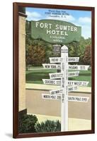 Ft. Sumter Hotel, Distance Markers, Charleston, South Carolina-null-Framed Art Print