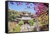Fu Guo Temple, Five Phoenix Building (Formerly Buddhist Cloud Building) in Spring, Lijiang-Andreas Brandl-Framed Stretched Canvas