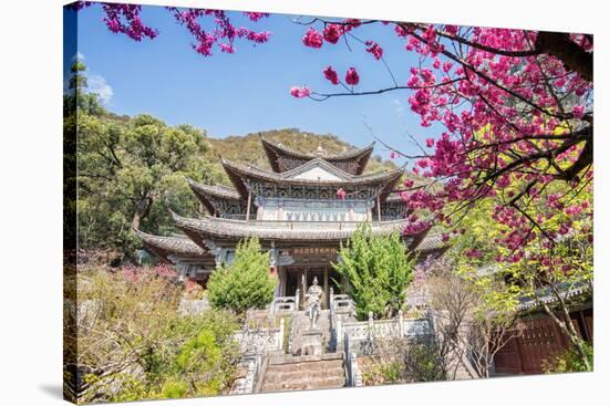 Fu Guo Temple, Five Phoenix Building (Formerly Buddhist Cloud Building) in Spring, Lijiang-Andreas Brandl-Stretched Canvas