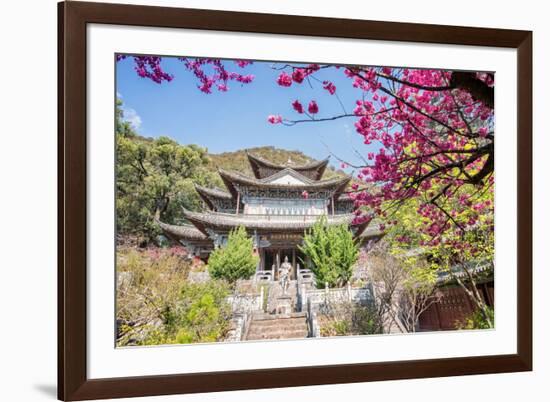 Fu Guo Temple, Five Phoenix Building (Formerly Buddhist Cloud Building) in Spring, Lijiang-Andreas Brandl-Framed Photographic Print