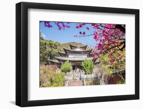 Fu Guo Temple, Five Phoenix Building (Formerly Buddhist Cloud Building) in Spring, Lijiang-Andreas Brandl-Framed Photographic Print