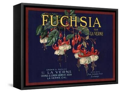La Verne California Fuchsia Flowers Lemon Citrus Fruit Crate Label Art Print