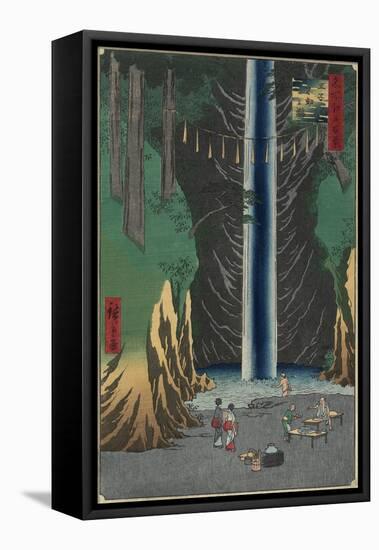 Fudo Waterfall, Oji, 1857-Utagawa Hiroshige-Framed Stretched Canvas