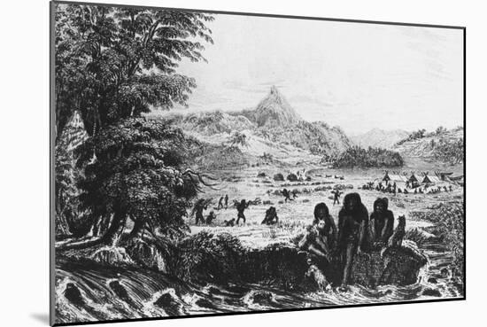 Fuegians at Woollya, with the Fitzroy Expedition's Camp in the Background, 1831-null-Mounted Giclee Print